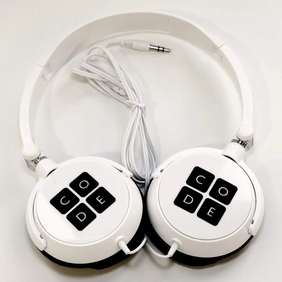 Code Headphones - White Adjustable Cushioned Earpieces with 3.5mm Audio Jack