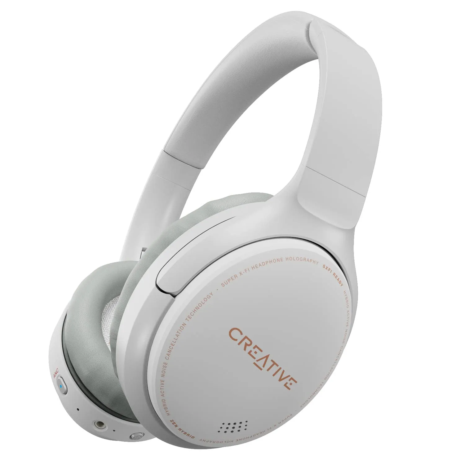 Creative Zen Hybrid White Wireless Over-Ear Headphones with ANC, 27 Hours, Bluetooth 5.0