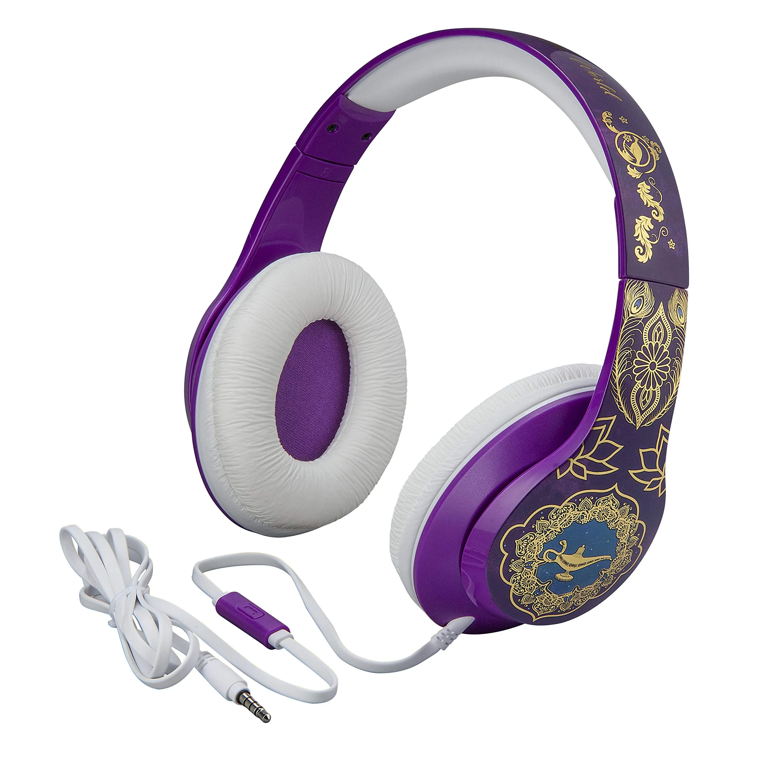 Disney Aladdin Over Ear Wired Headphones with Microphone, Adjustable Headband, Quality Sound