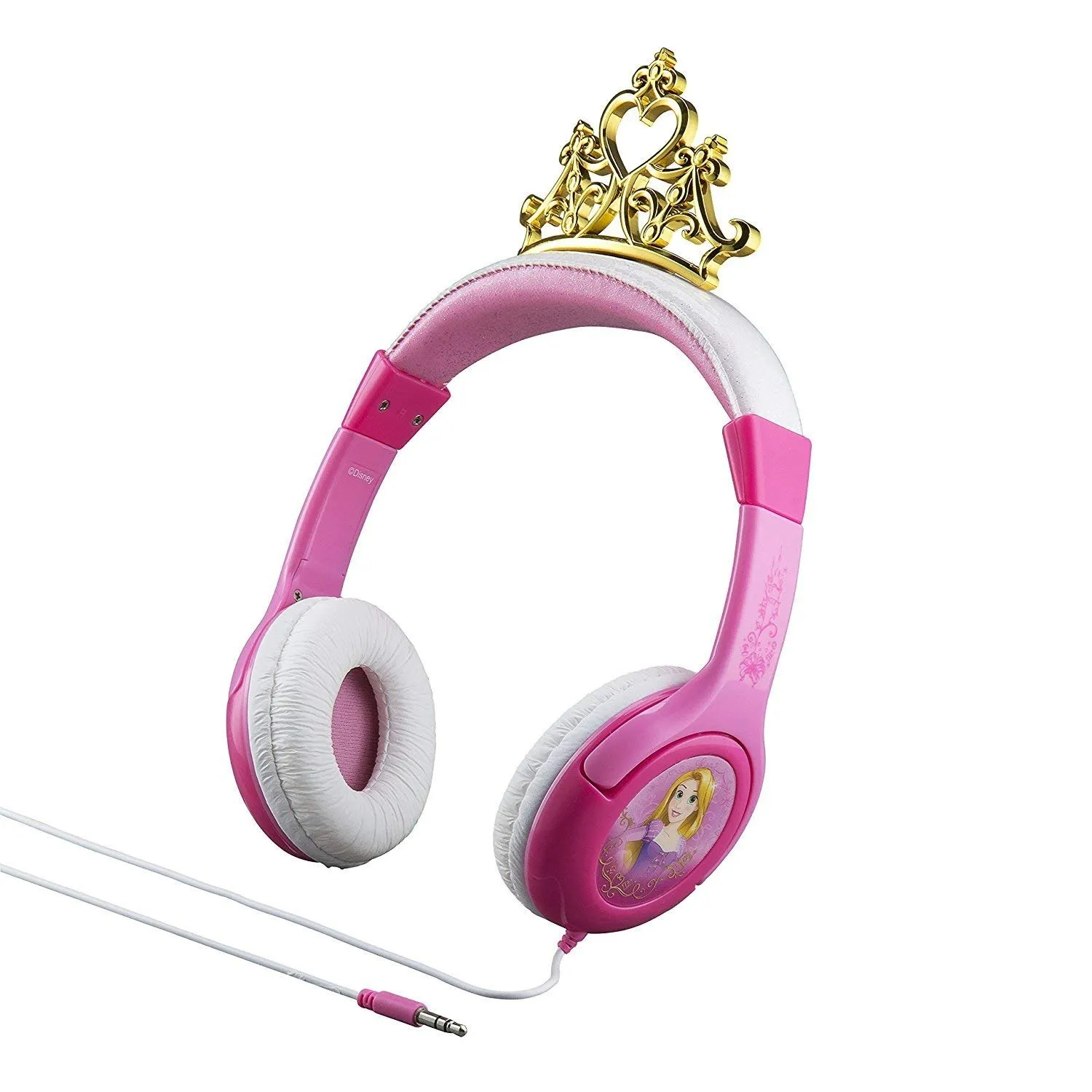 Disney Princess Kids Headphones - Adjustable Stereo, Tangle-Free 3.5mm Jack, Pink, Kid Friendly