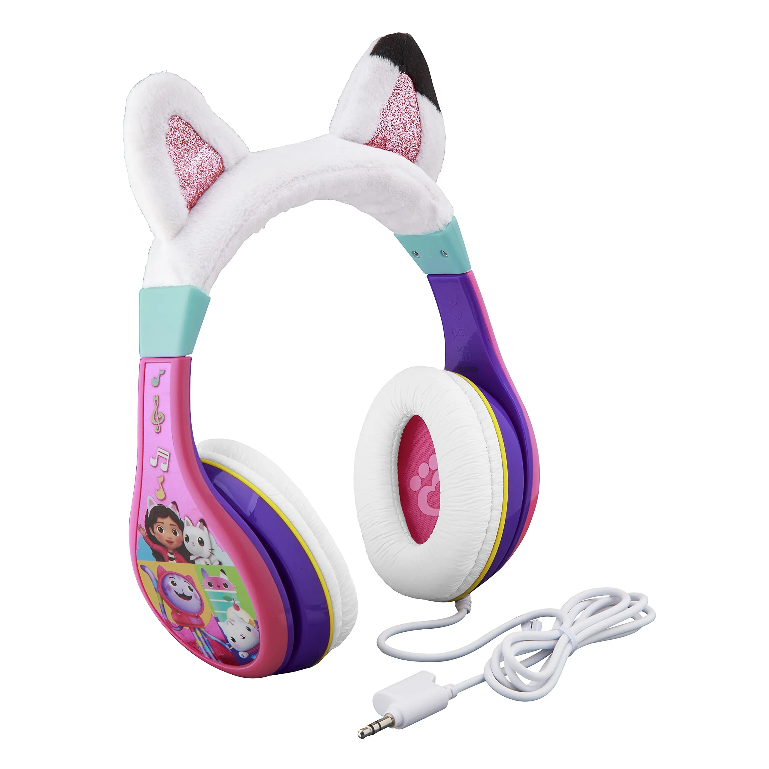 DreamWorks Gabby's Dollhouse Kids Headphones, Wired Tangle-Free with Volume Control & Splitter