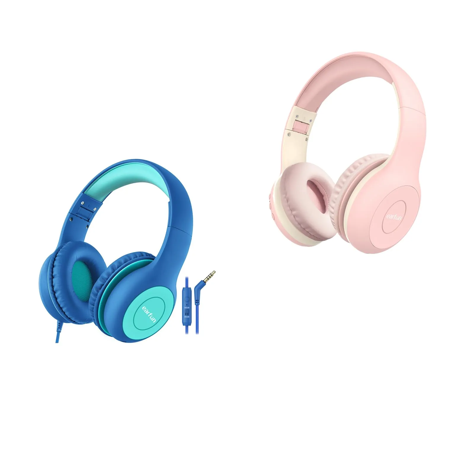 EarFun Kids Headphones Wired with Microphone, Bluetooth 5.0, Safe Volume Limit, 40H Playtime