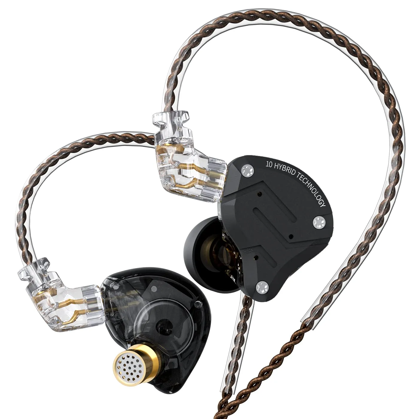 Five Driver KZ ZS10 PRO High Fidelity Noise-Isolating Earbuds, Detachable Cable, Sand Black