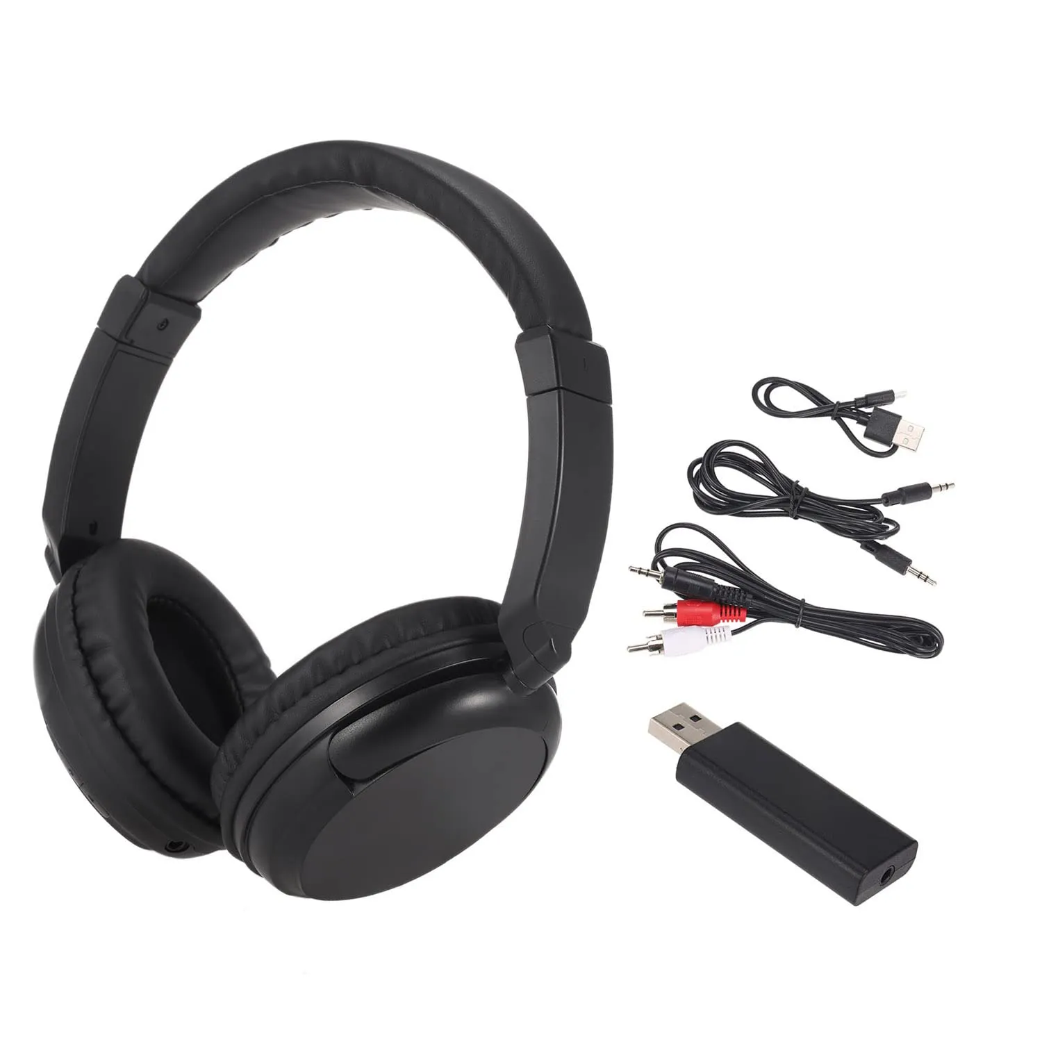 FM Wireless Headphones Over-Ear with Transmitter 3.5mm & RCA, FM Radio, Noise Cancelling