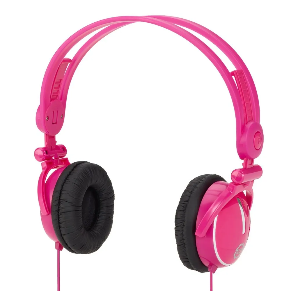 Fold-Flat Travel Headphones for Kids - Pink, Lightweight Design, Volume Limit Technology