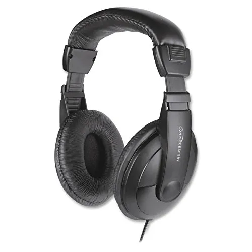 Foldable Black Stereo Headset by Compucessory - Adjustable, Lightweight, Great Sound Quality