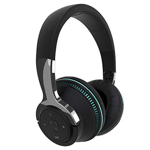 Foldable Over-Ear Bluetooth Headphones - Adjustable Head and Tail, Wireless, Black