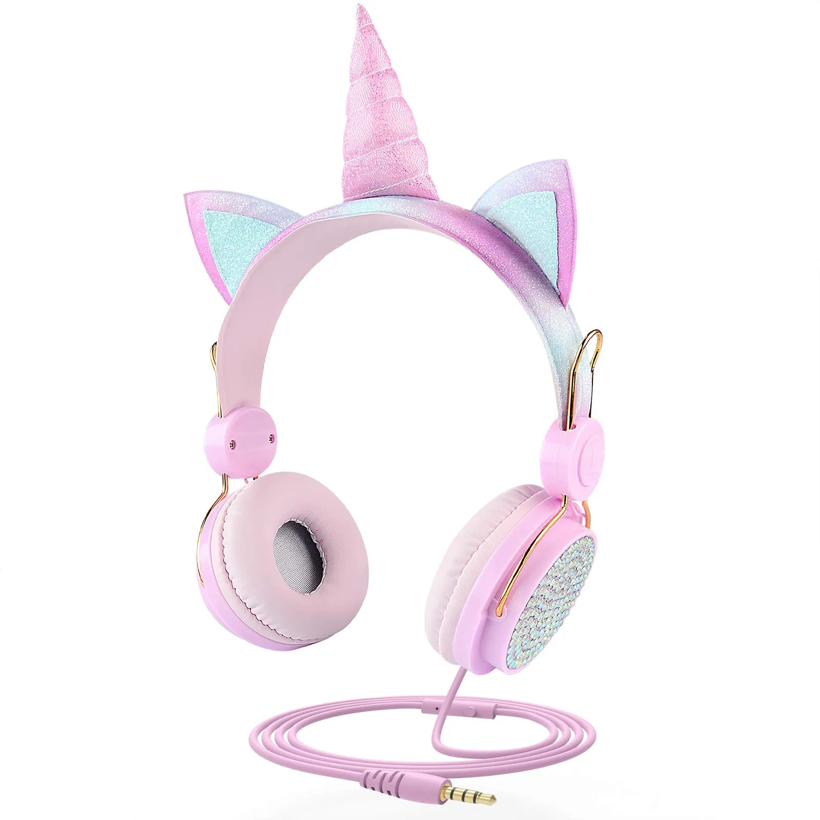 Geekria Kids Headphones with Microphone, Pink Stereo Earphone for Classroom & Online Learning