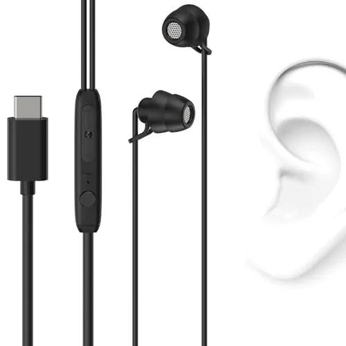 Geekria Silicone Sleep Earbuds, Noise Isolating Plugs with MIC & Volume Control, Black