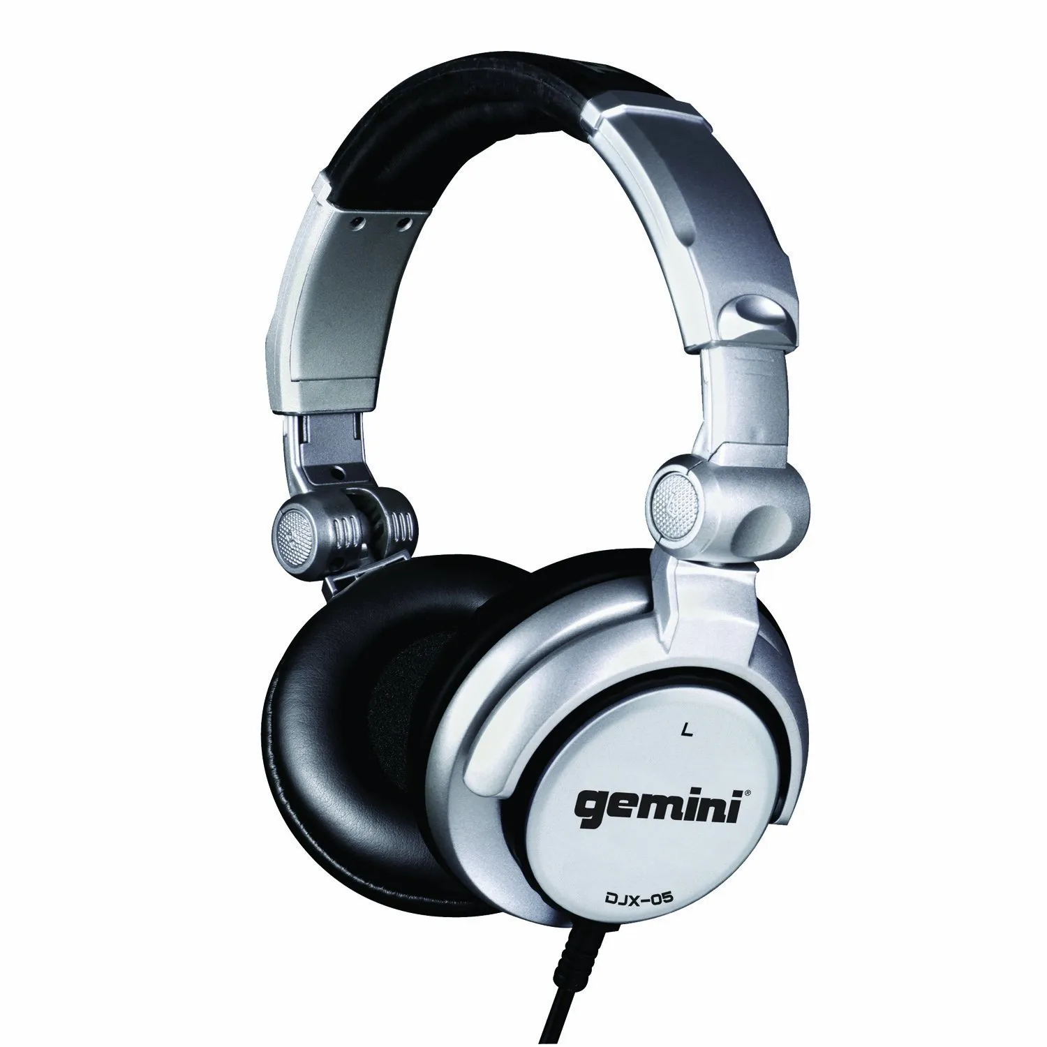 Gemini DJX-05 Professional Audio DJ Headphones, 50mm Drivers, Silver - Lightweight & Collapsible