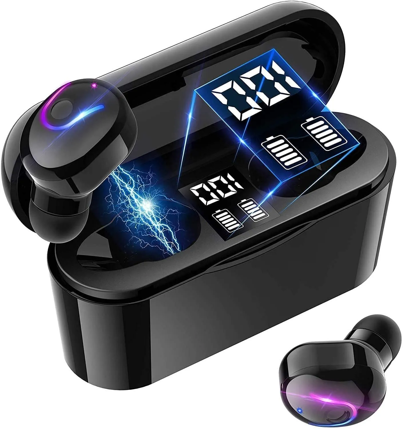 GPEESTRAC True Wireless Earbuds, Bluetooth 5.0, IPX5 Waterproof, Hi-Fi Sound, Built-in Mic, Black