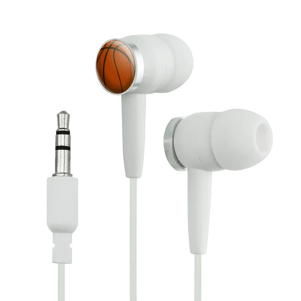 GRAPHICS & MORE Basketball Earbud Headphones - White, Personalized Design, Durable Resin