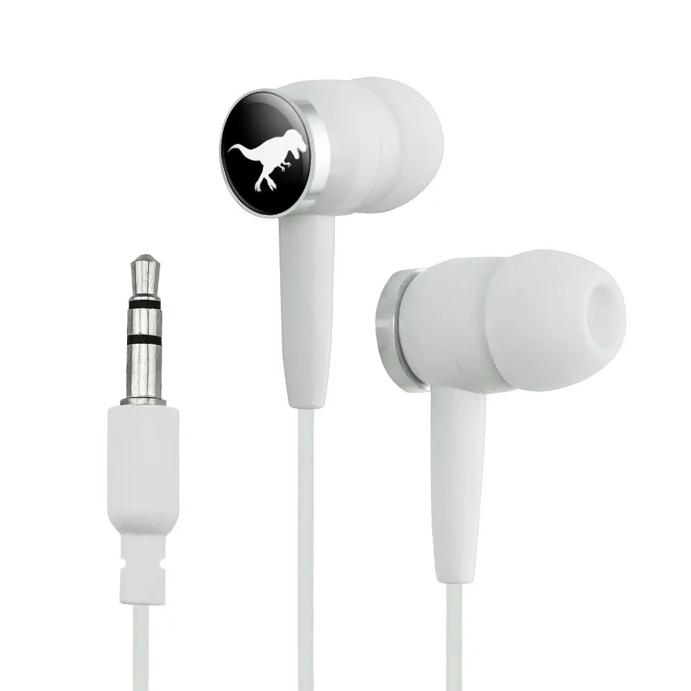 GRAPHICS & MORE Dinosaur Tyrannosaurus Rex Black White Earbud Headphones - Durable Design