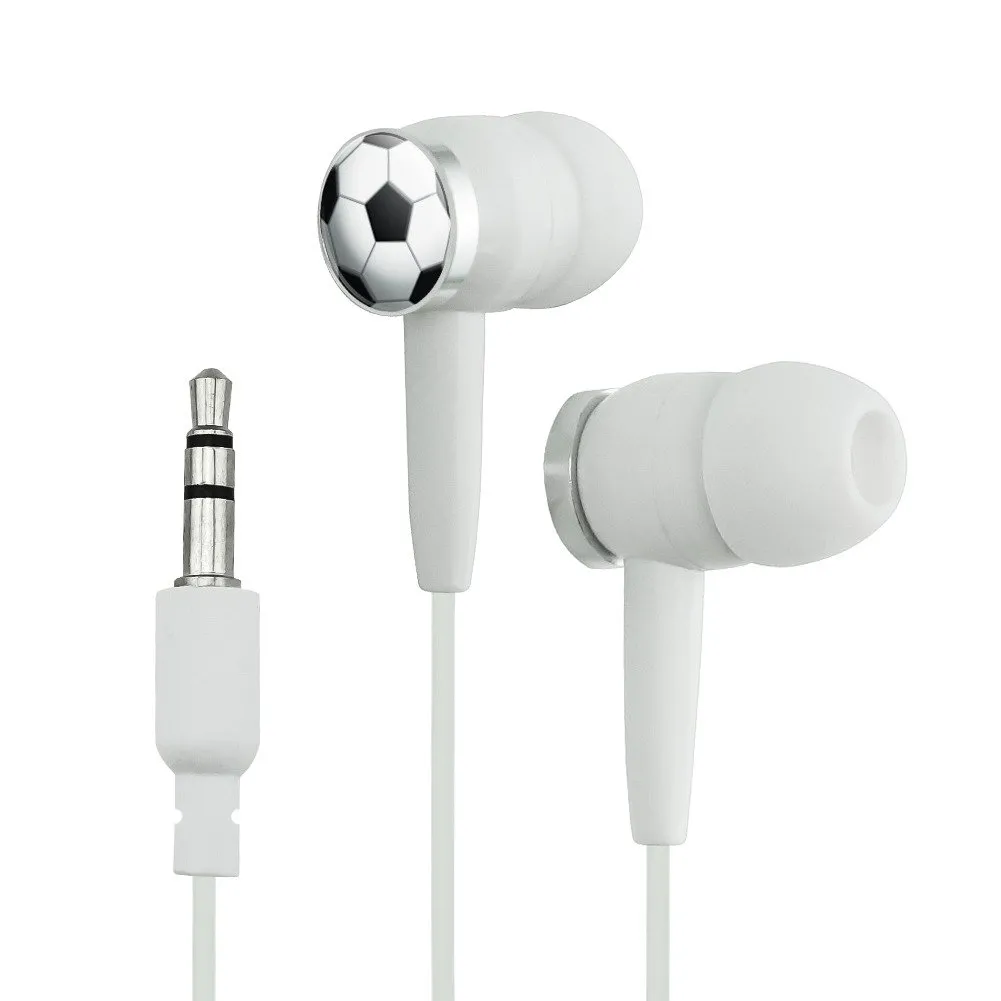 GRAPHICS & MORE Soccer Ball Earbud Headphones - Customizable, Durable, Black/White Options