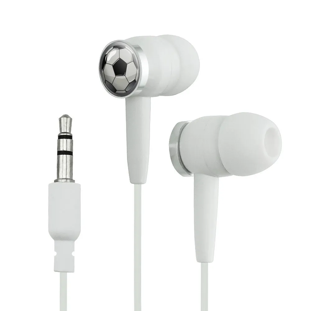 GRAPHICS & MORE Soccer Ball Earbud Headphones - Personalized, Durable Design, Black/White Options