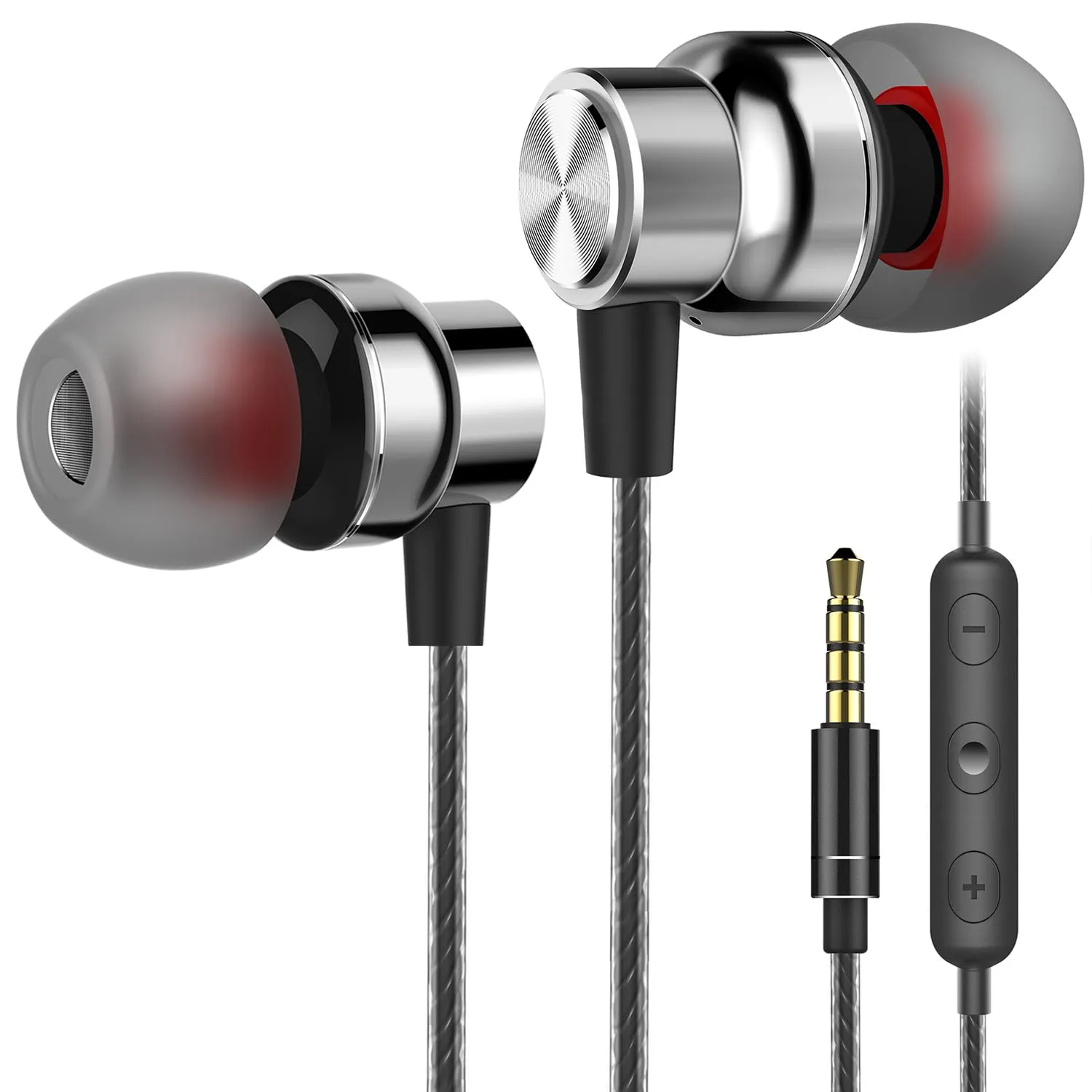 Gritin in-Ear Headphones with Microphone & Volume Control, Noise Isolating, Comfortable Fit