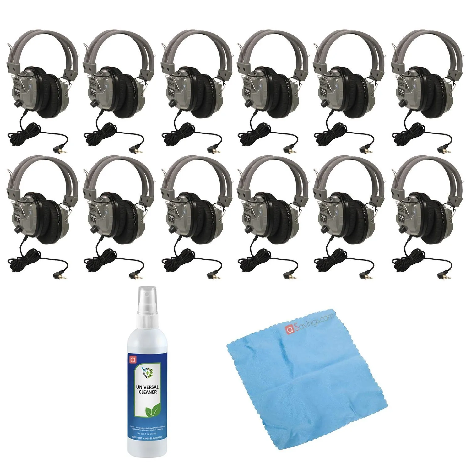 Hamilton Buhl SC-7V Deluxe Headphones 12-Pack with Universal Cleaning Kit & 5-Piece Accessories