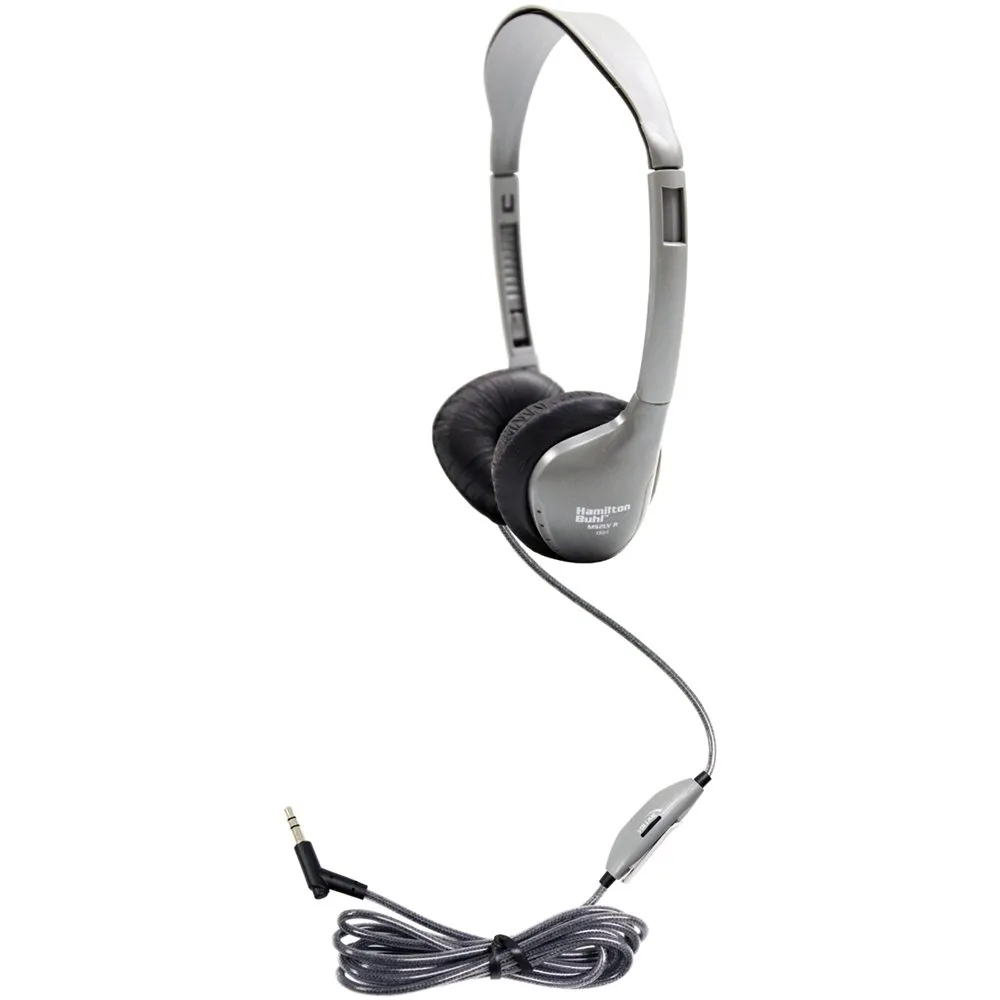 Hamilton Buhl Schoolmate On-Ear Stereo Headphone - Adjustable, Medium Gray, Leatherette Cushions