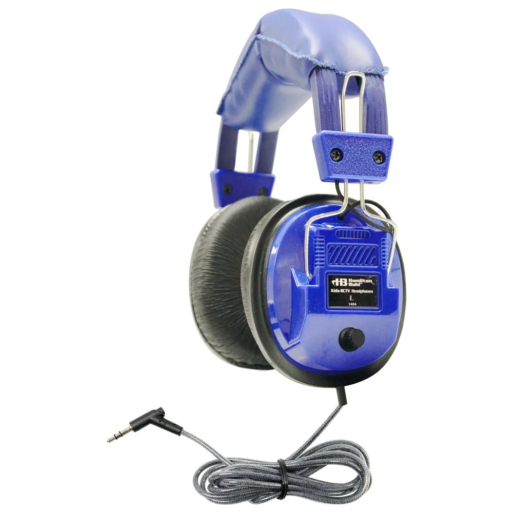 HamiltonBuhl Kids Blue Deluxe Stereo Headphones with Volume Control & Noise Reduction