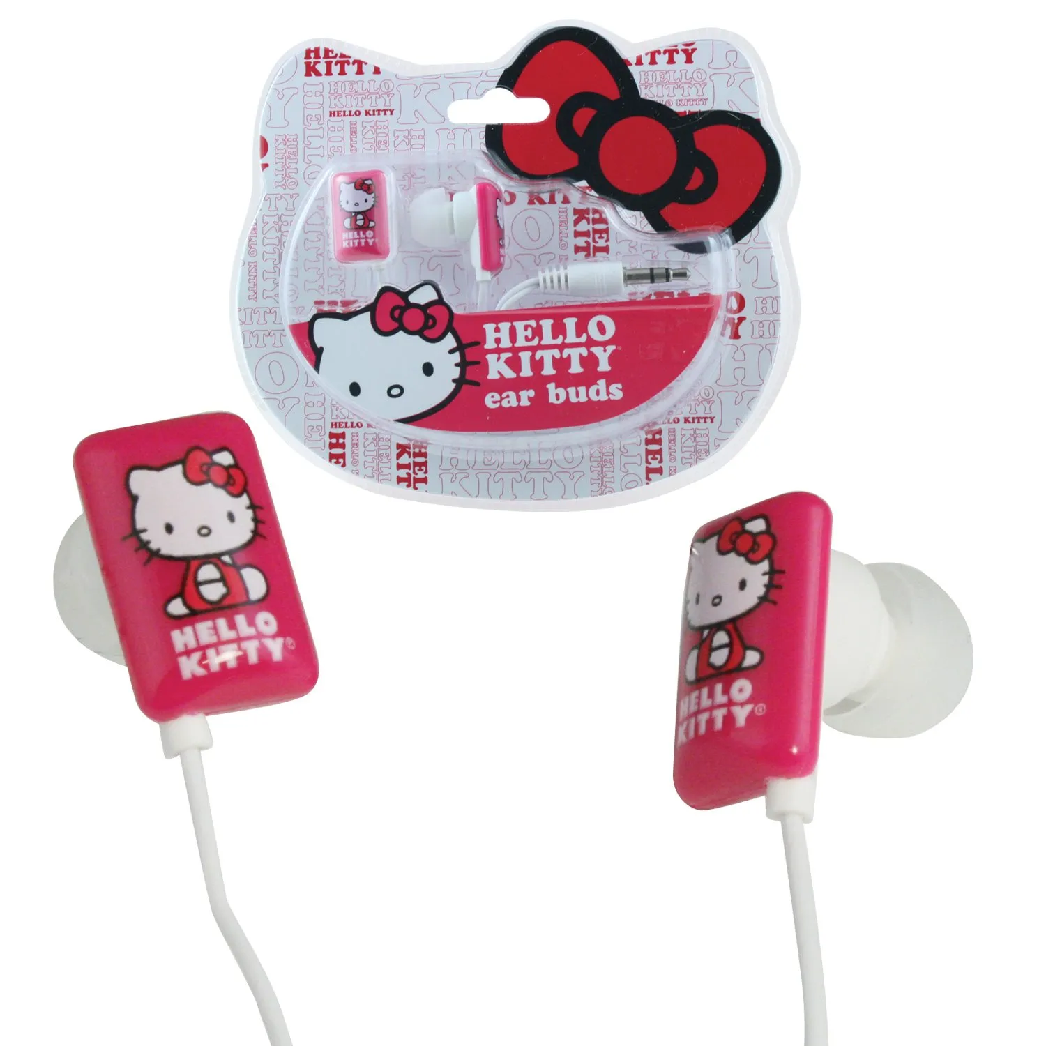 Hello Kitty Earbuds - White/Pink, Compatible with iPods, iPhones, MP3 Players