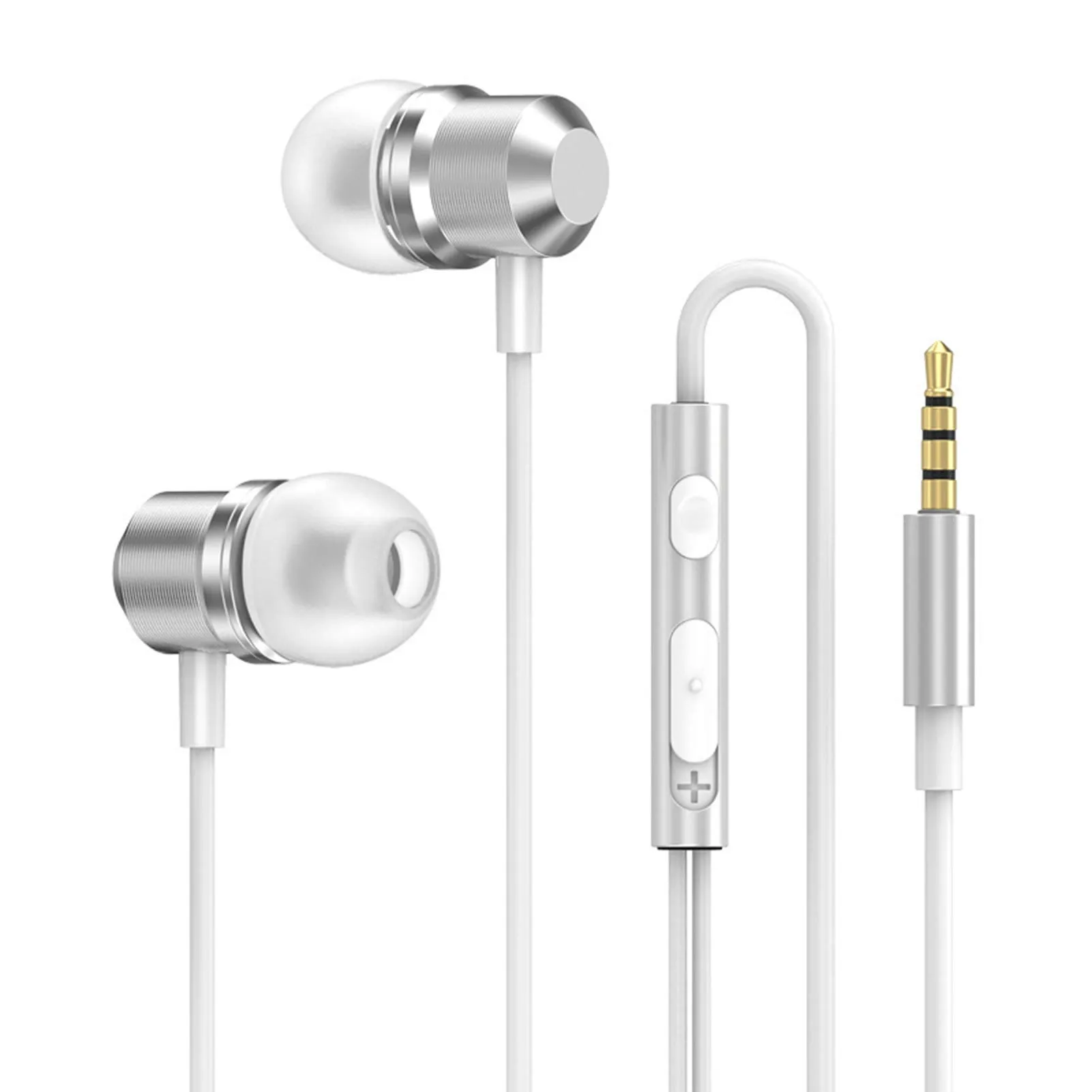 High-Fidelity Wired Earbuds with Magnetic Design, In-Ear Headphones, Volume Control, White