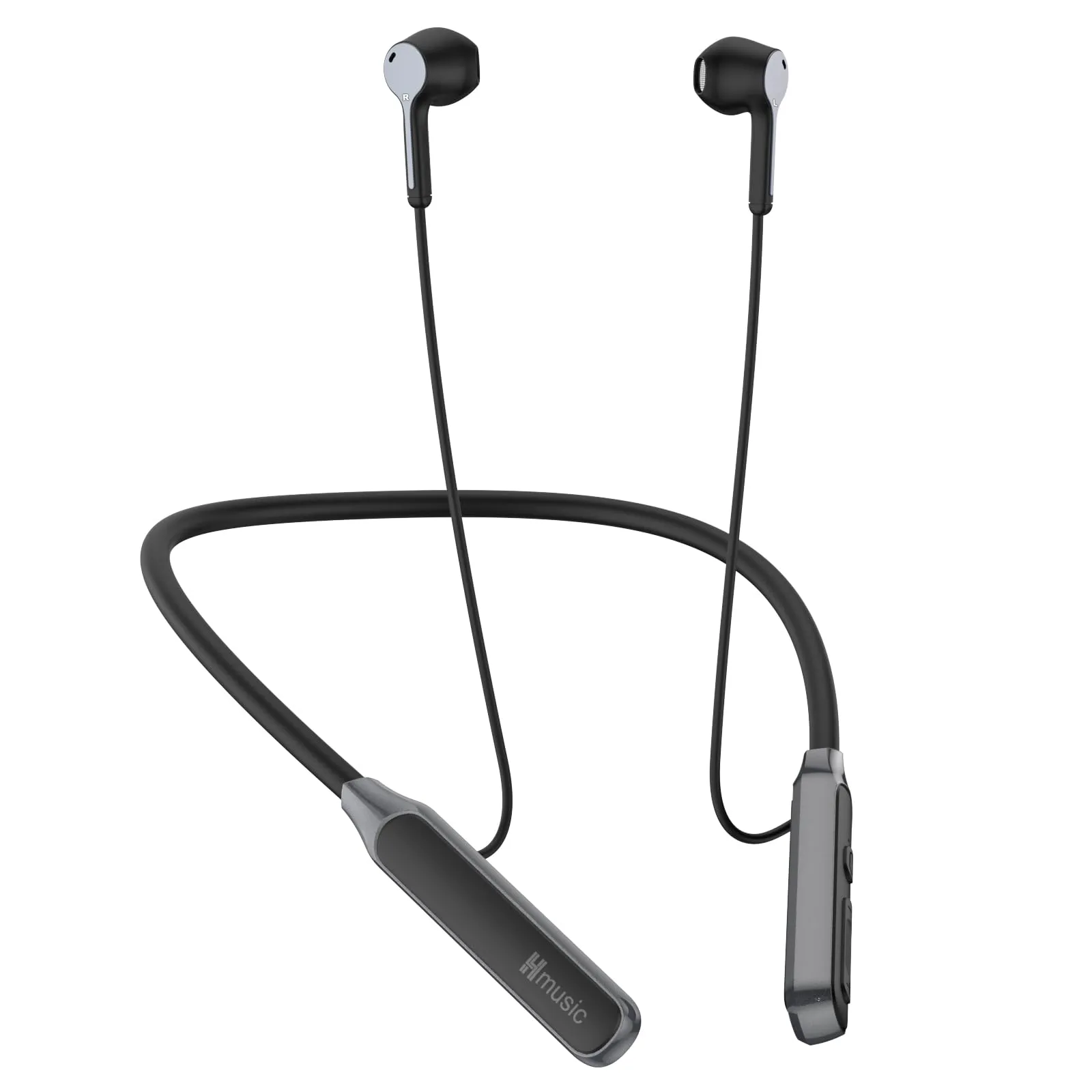 Hmusic Bluetooth Headphones Neckband, 30H Playtime, IPX5 Waterproof, Noise Isolation, Black