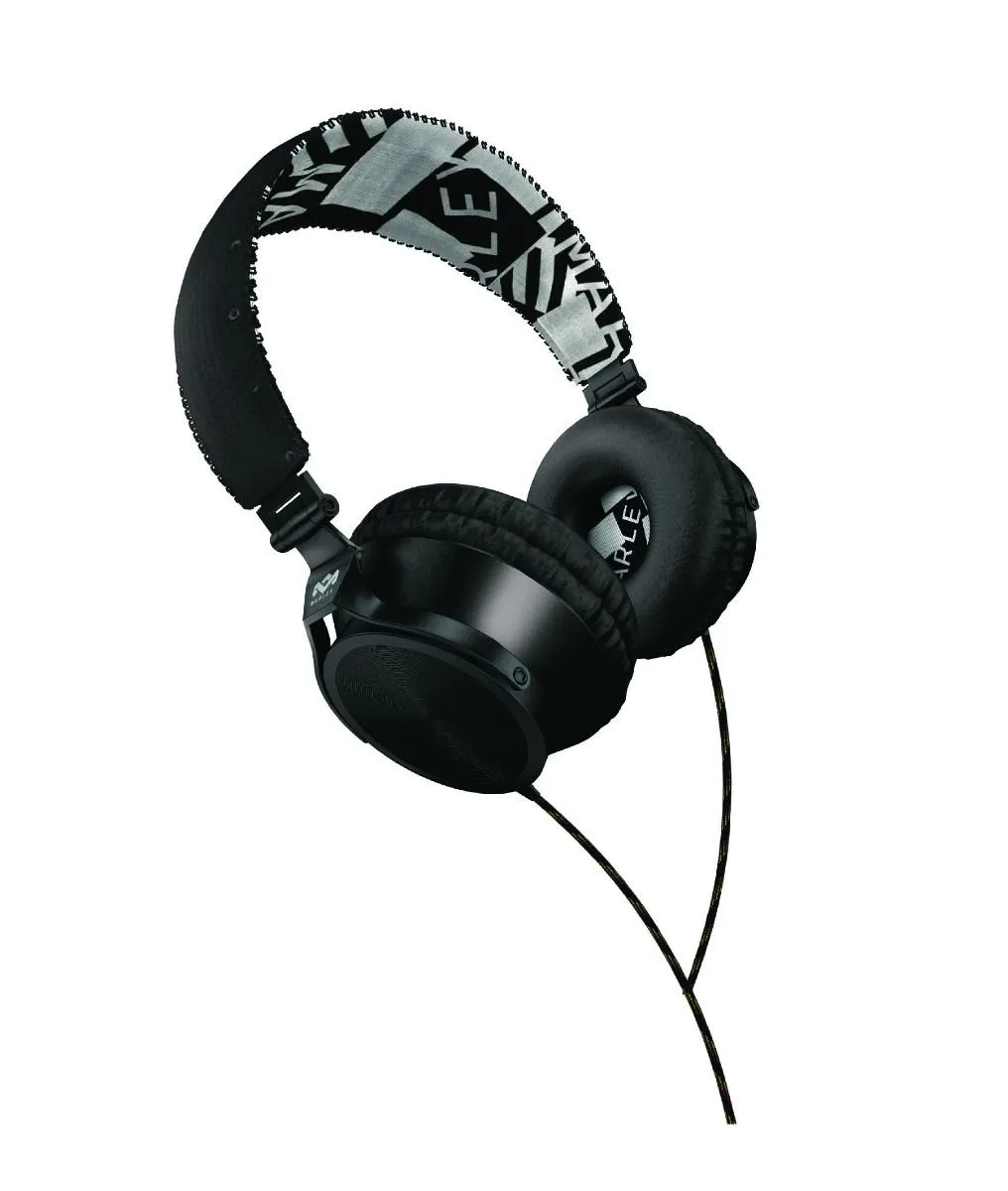 House of Marley EM-JH023-MI Midnight On-Ear Headphones, Eco-Friendly, Steel Chassis, Durable Cable