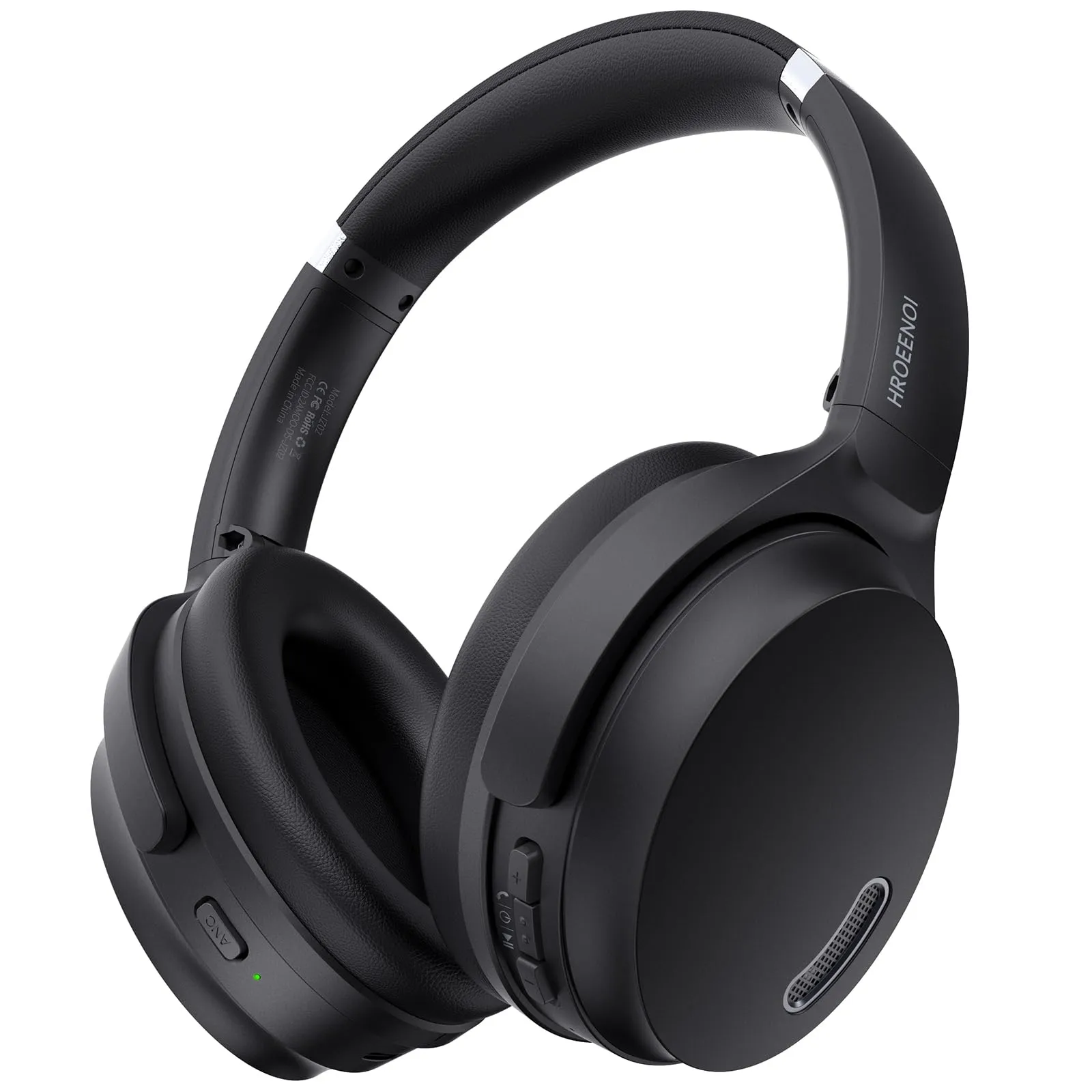 HROEENOI JZ02 Noise Cancelling Headphones, Bluetooth 5.3, 60H Playtime, Lightweight, Black