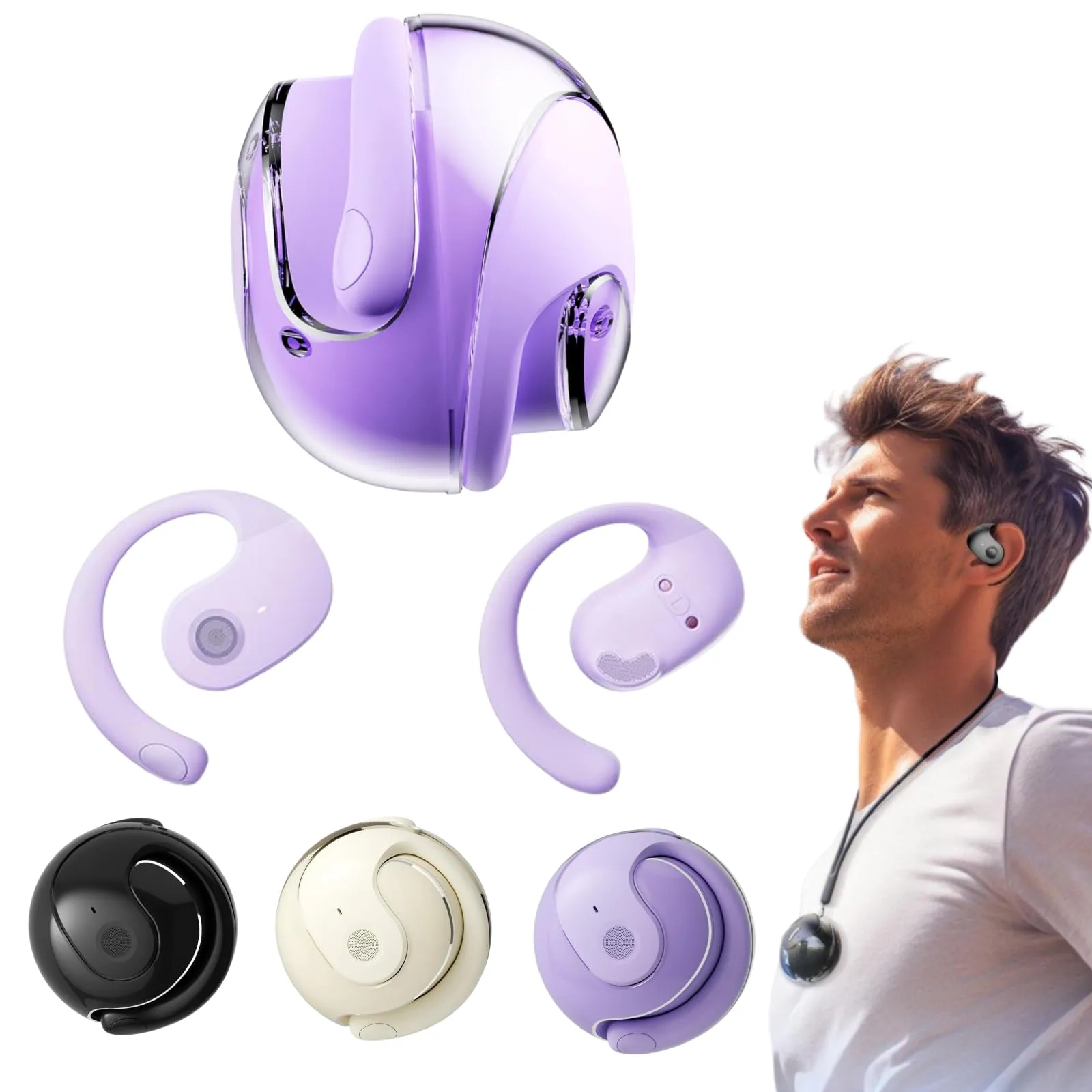 HY-T26 X15 Bluetooth 5.4 Sports Earbuds, Noise Canceling, Comfortable Fit, Purple