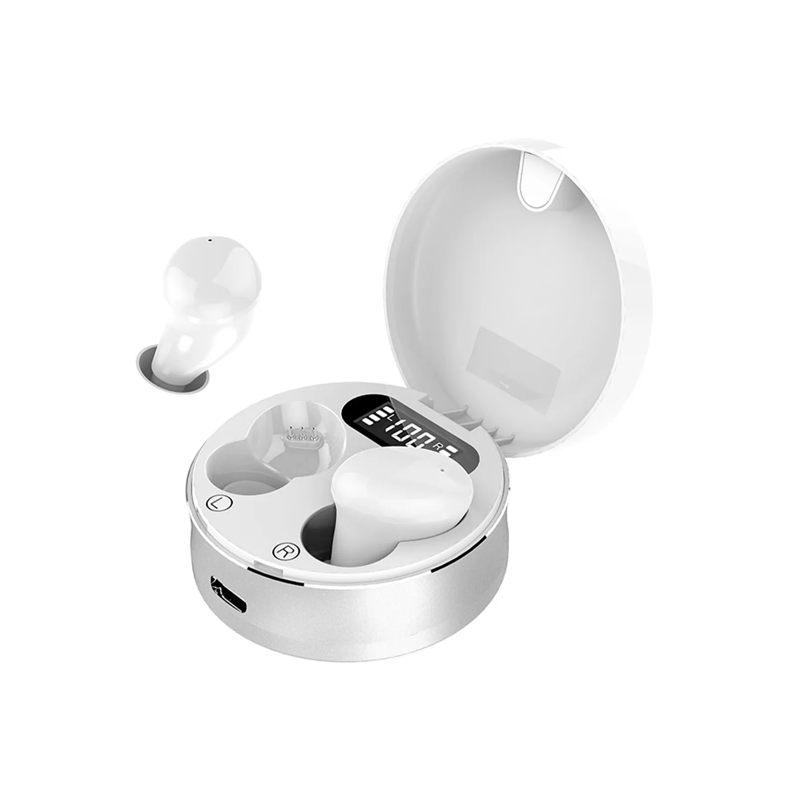 Hybrid Active Noise Cancelling Wireless Earbuds, IPX6 Waterproof Bluetooth 5.3, Deep Bass, White