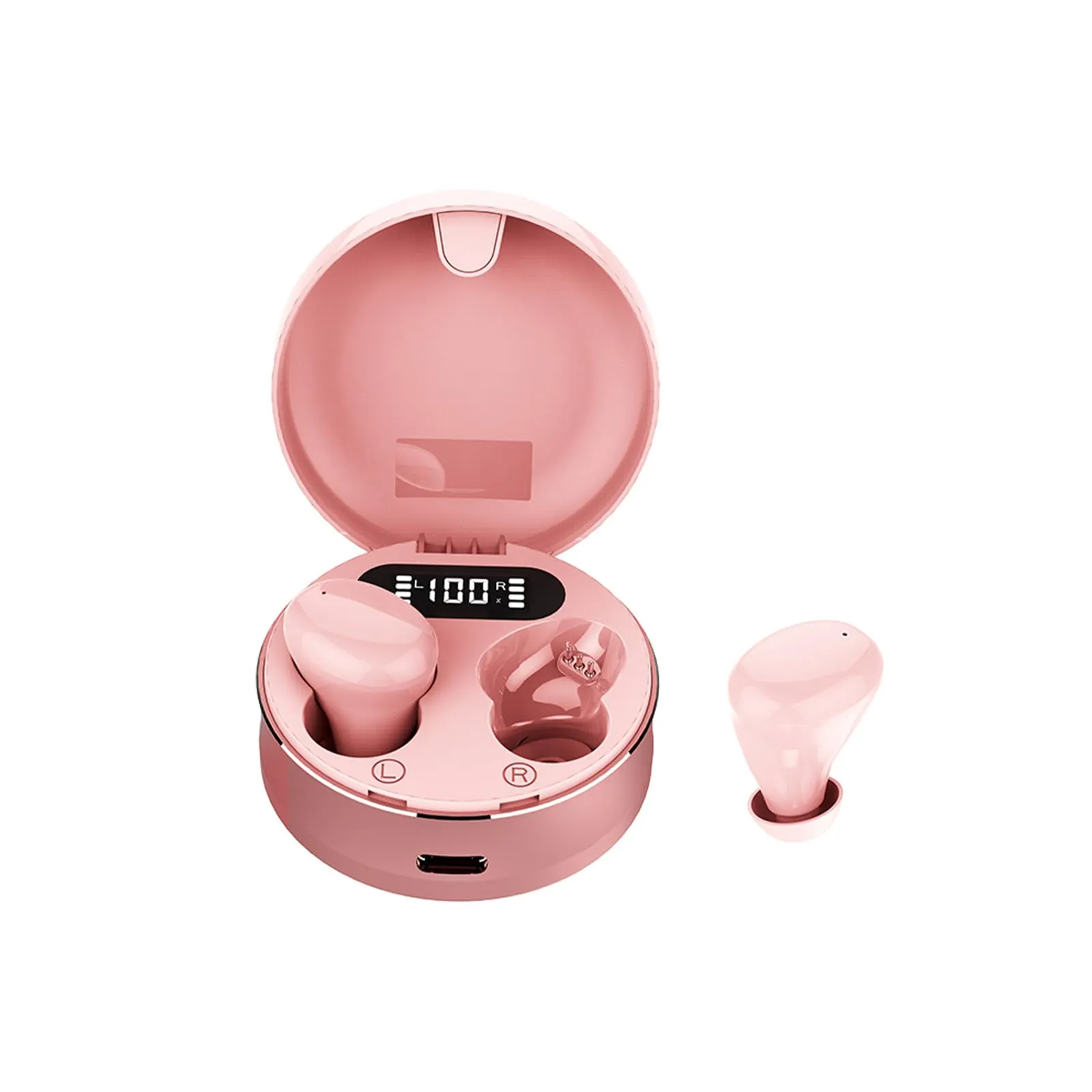 Hybrid Active Noise Cancelling Wireless Earbuds, Pink IPX6 Waterproof Bluetooth 5.3 Deep Bass