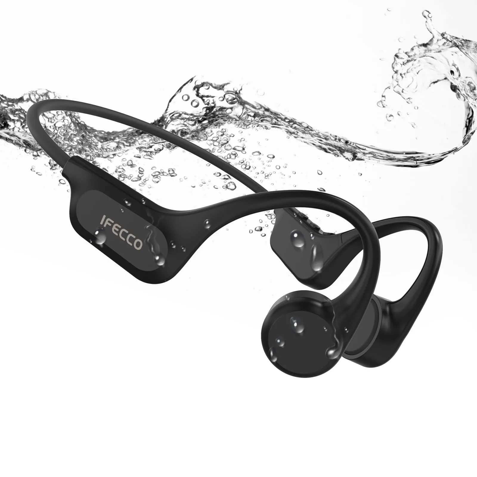 IFECCO Bone Conduction Swimming Headphones, IP68 Waterproof, Bluetooth 5.3, 32GB MP3, Open Ear