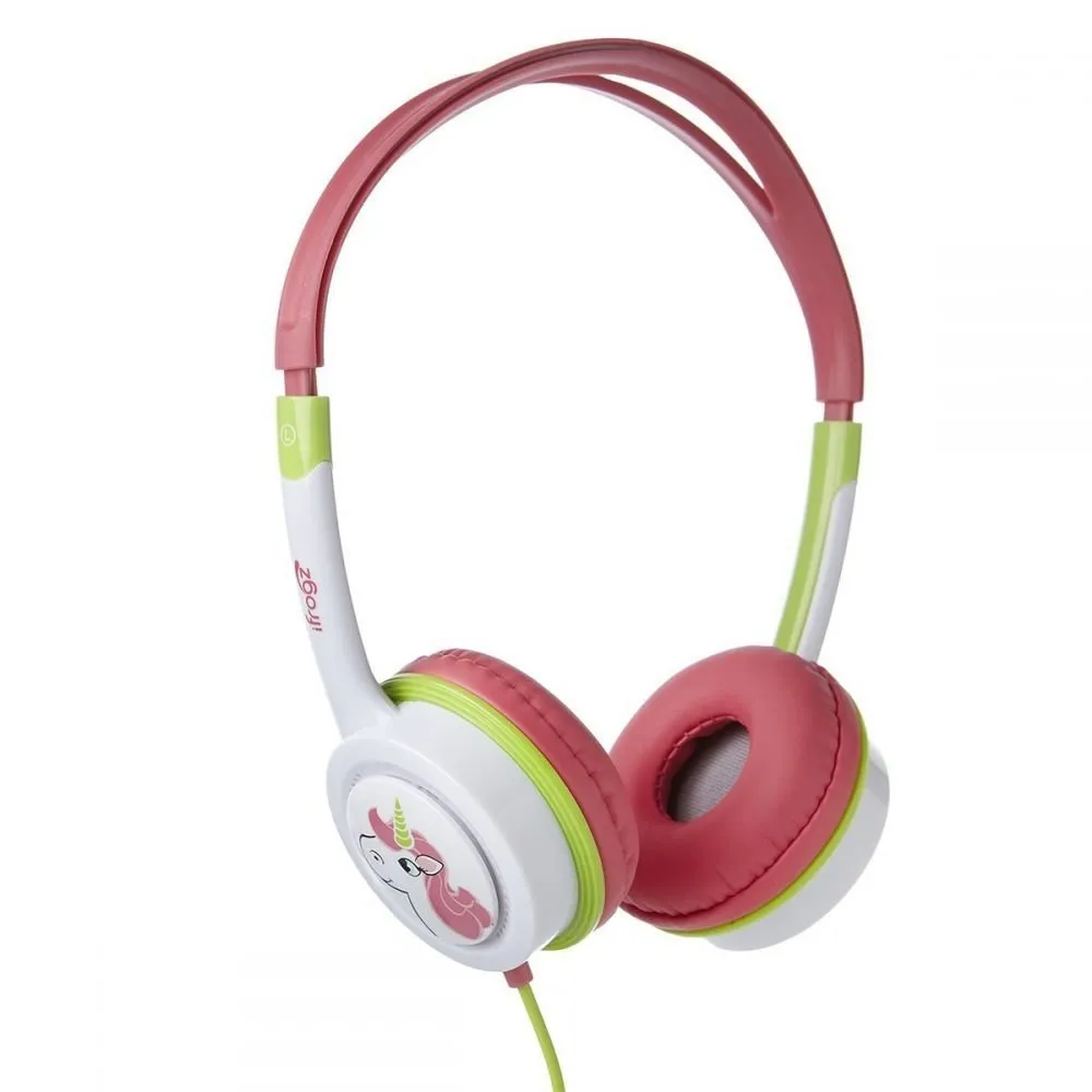 iFrogz Little Rockers Costume Headphones - Pink/Green, Safe Volume Limiting, Child-Friendly Design