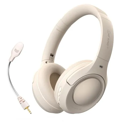 iKF King Pro Hybrid Active Noise Cancelling Headphones, 125H Playtime, Bluetooth V5.3, Off-White