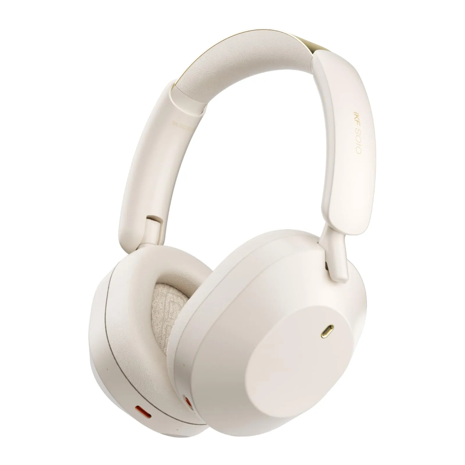 iKF Solo Hybrid Active Noise Cancelling Headphones, 130H Playtime, HiFi Stereo, Offwhite