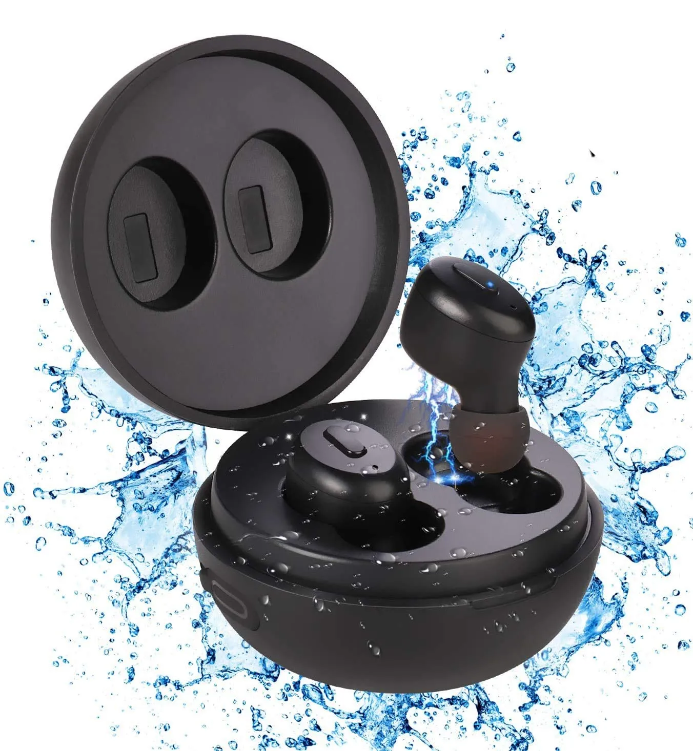 IP68 Waterproof Swimming Earbuds - Bluetooth 5.0 Headphones with Wireless Charging Case