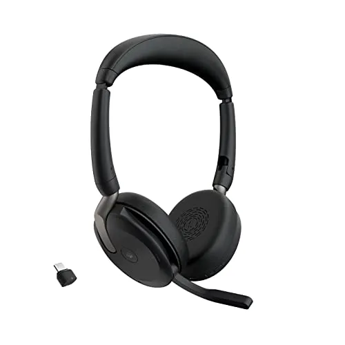 Jabra Evolve2 65 Flex Wireless Stereo Headset - Bluetooth, Noise-Cancelling, Black, USB-A Dongle