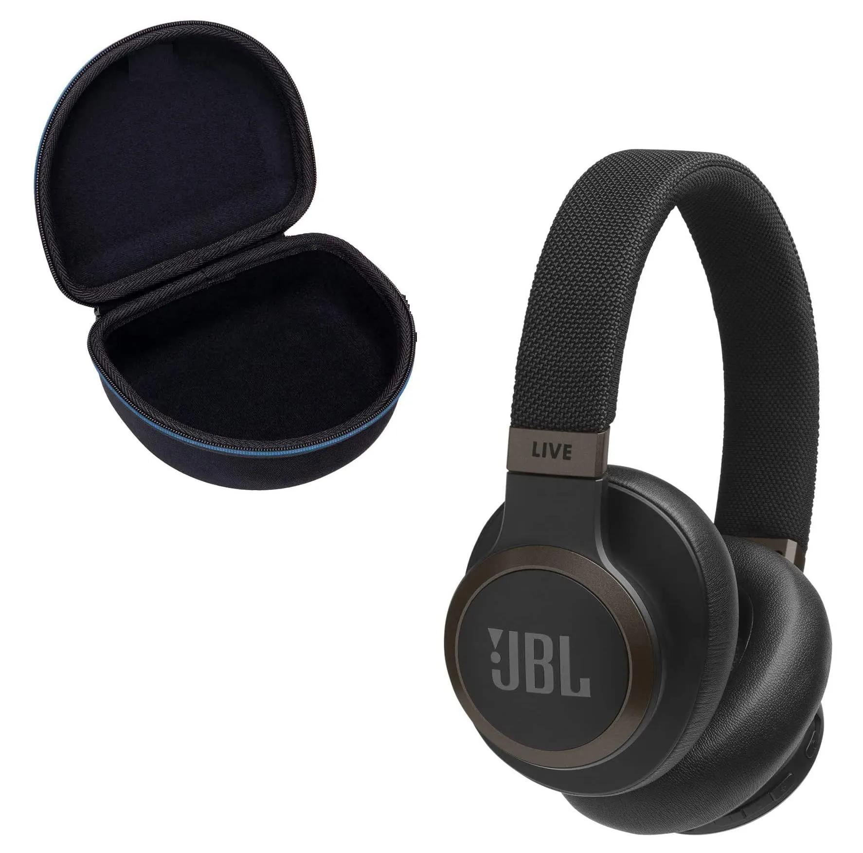 JBL Live 650BTNC Wireless Over-Ear Noise-Cancelling Headphones Bundle - Black with Carrying Case