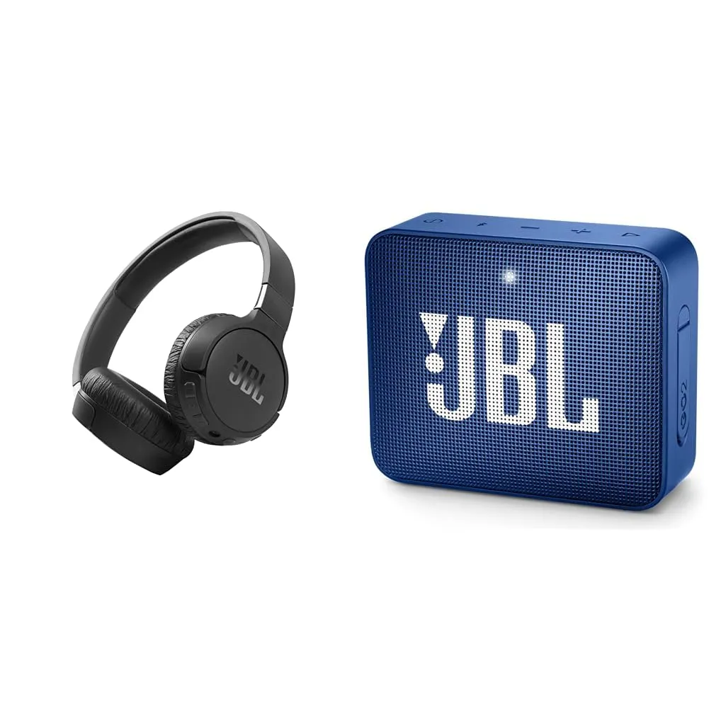 JBL Tune 660NC Wireless Headphones & GO2 Waterproof Bluetooth Speaker - Black, Blue