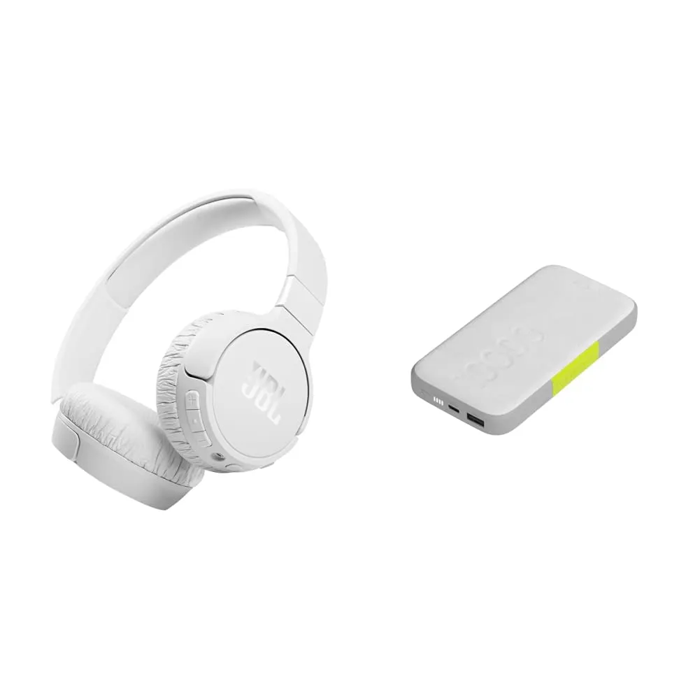 JBL Tune 660NC Wireless Headphones & InfinityLab InstantGo 10000mAh Power Bank - White