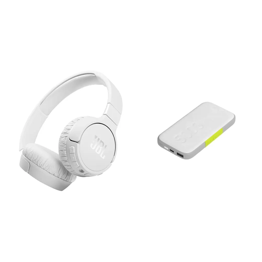 JBL Tune 660NC Wireless Headphones & InfinityLab InstantGo 5000mAh Power Bank - White Combo