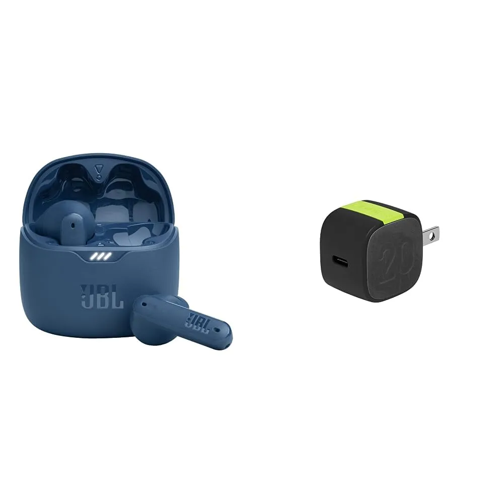 JBL Tune Flex True Wireless Noise Cancelling Earbuds (Blue) & InfinityLab InstantCharger 20W (Black)