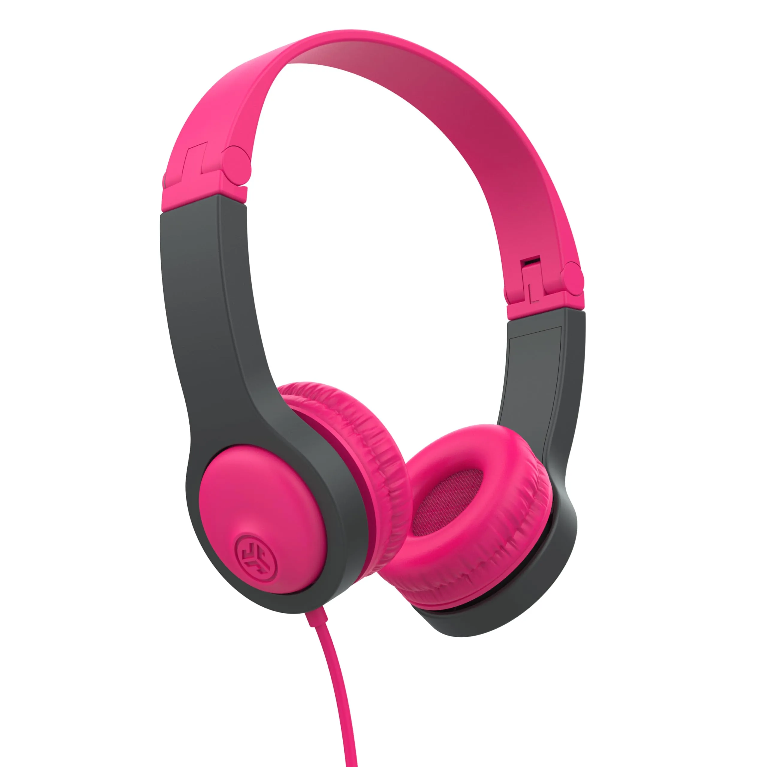 JLab JBuddies Folding Kids Headphones Gen 2, Pink/Grey, Volume Limiting, Safe Noise Isolation