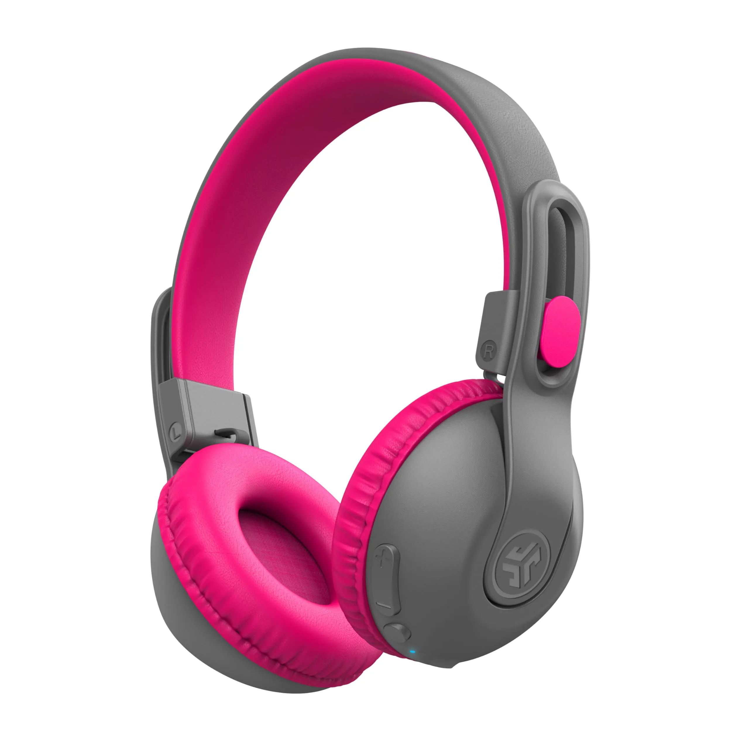 JLab JBuddies Studio 2 Wireless/Wired Kids Headphones Grey/Pink, 65+ Hour Battery, Volume Limiter