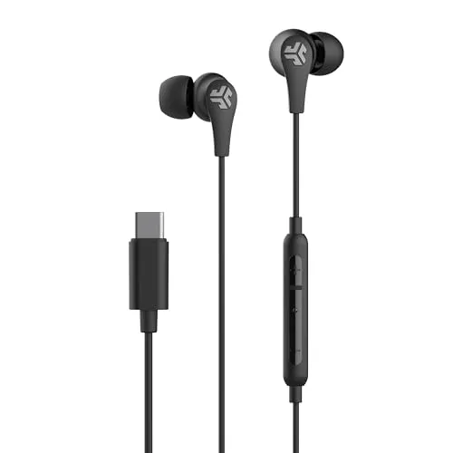 JLab JBuds Pro Signature Wired Earbuds - USB-C, Custom Fit, Music Controls, Black