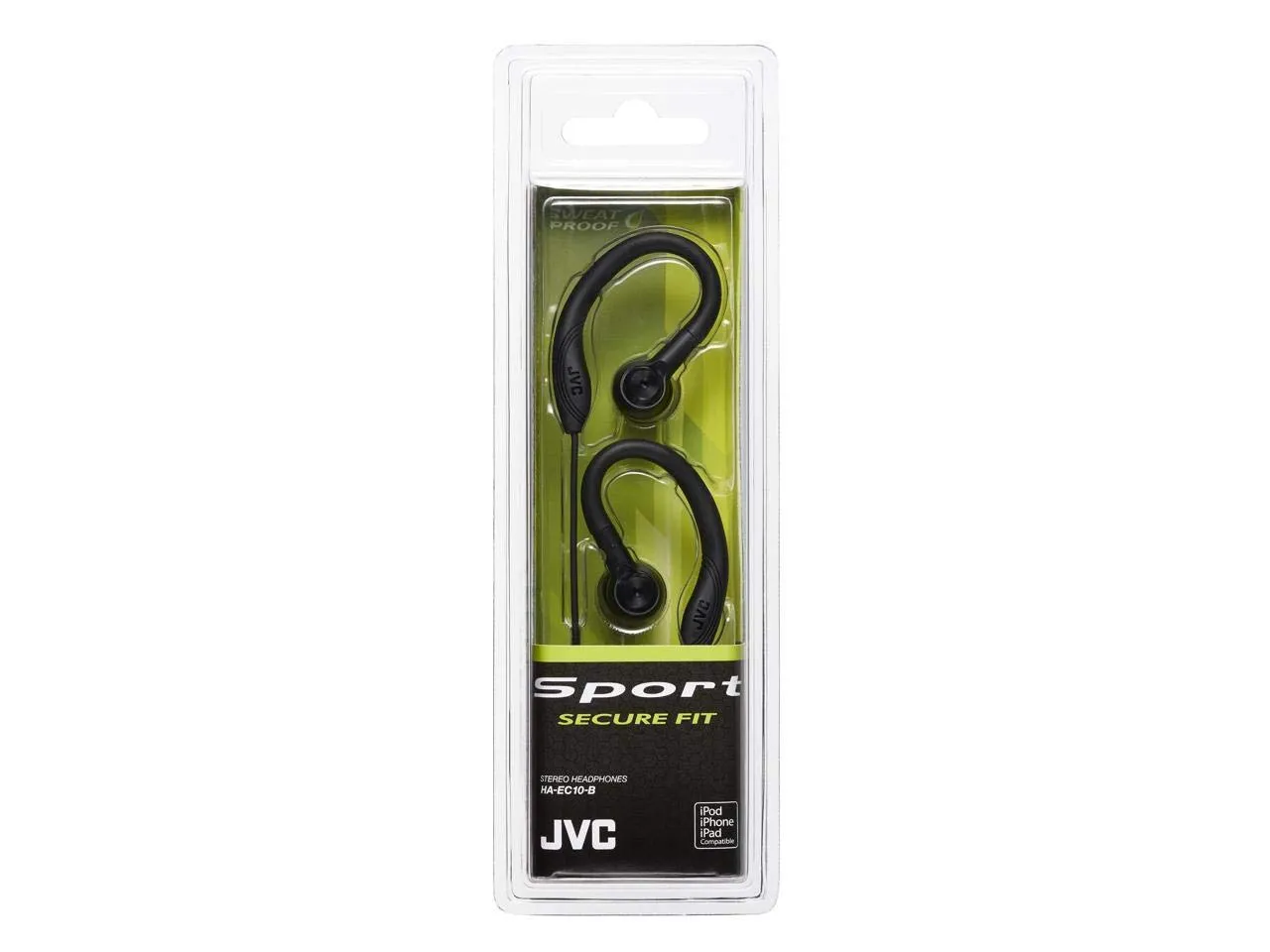 JVC Black Earclip Sport Earbuds (HA-EC10B) - Fitness Headphones with Wraparound Holder