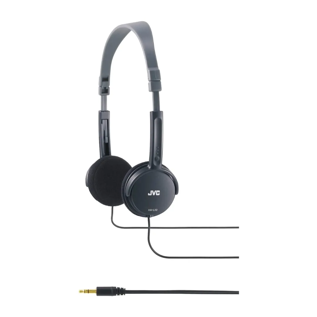 JVC HA-L50B Black Foldable Lightweight Headphones with Exceptional Sound Quality