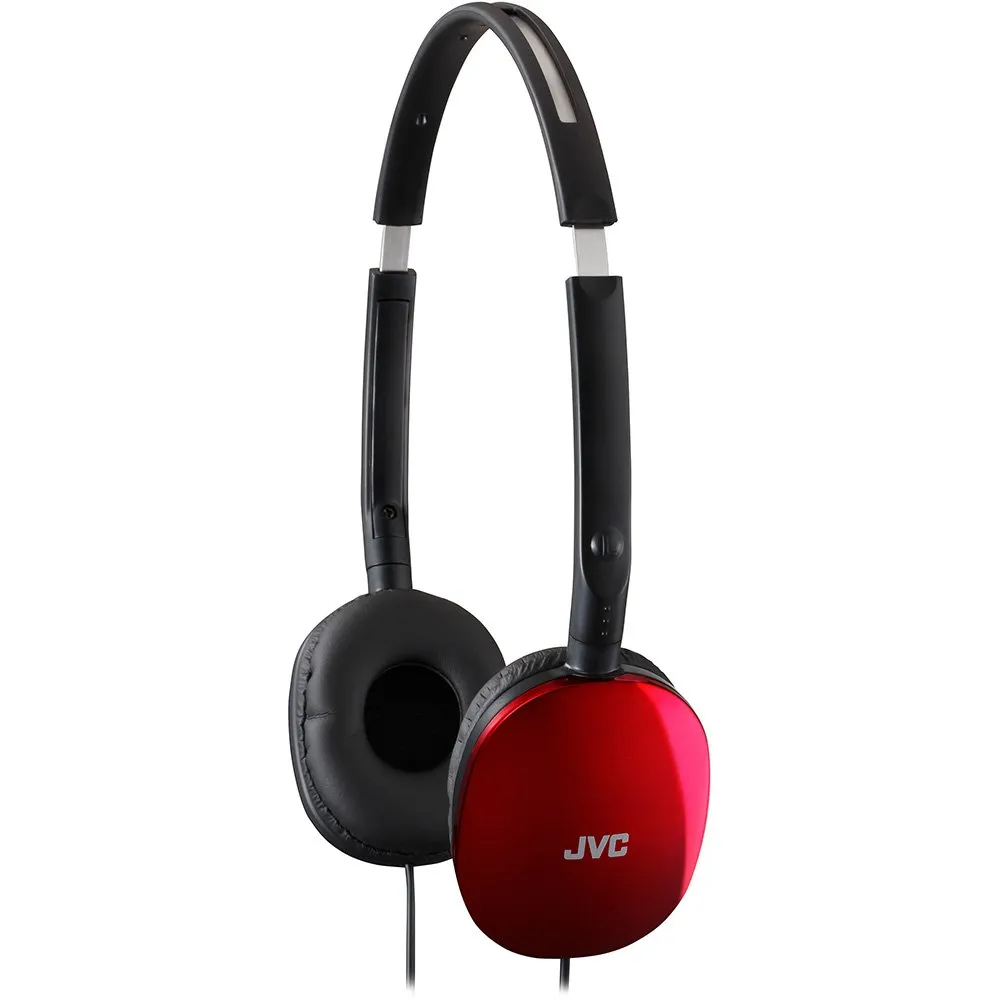 JVC HAS160R Flat Headphones - Red with Soft Ear Pads and Powerful Sound