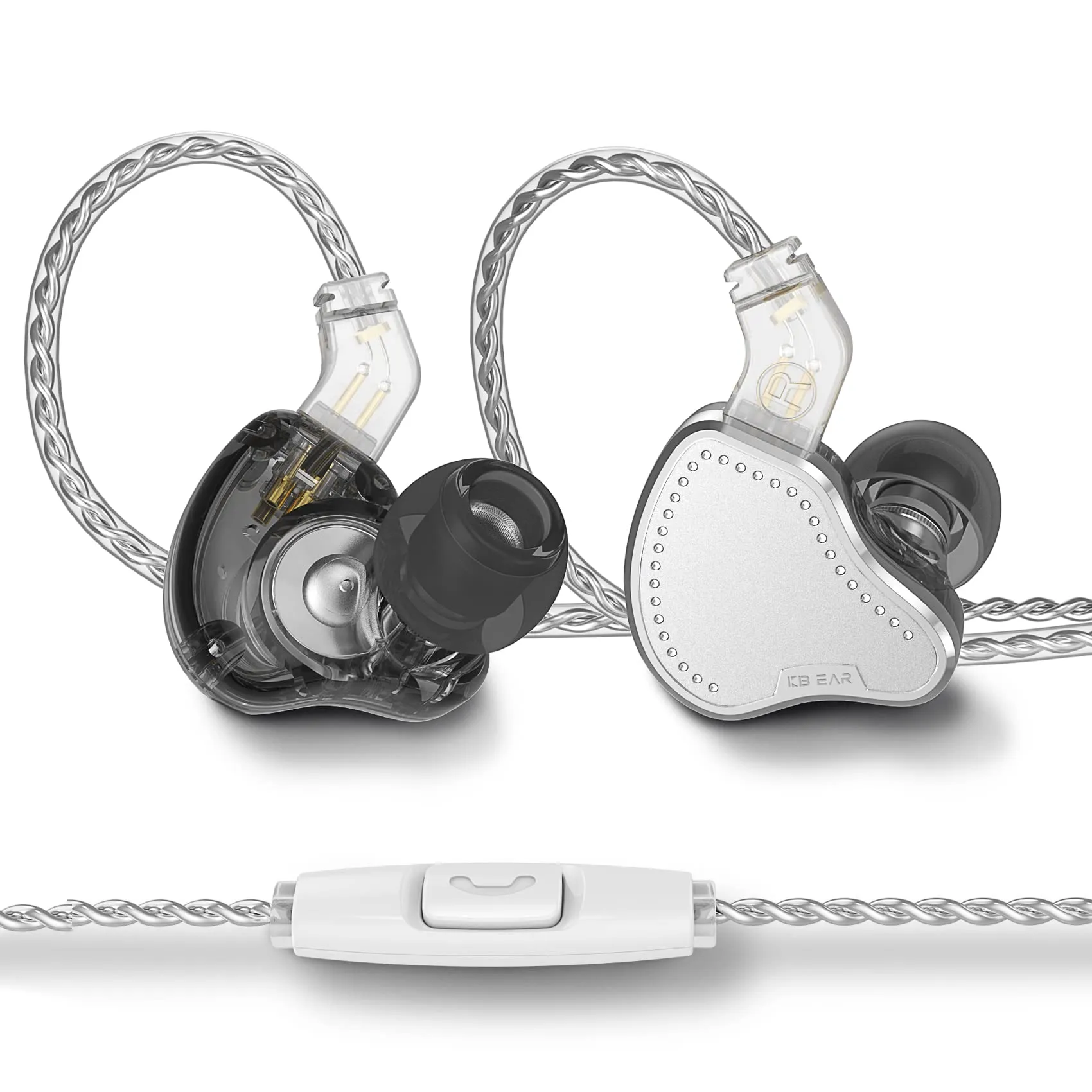 KBEAR KB2208 1DD+2BA In-Ear Monitor Headphones, Noise Isolating Earbuds with Mic, Silver