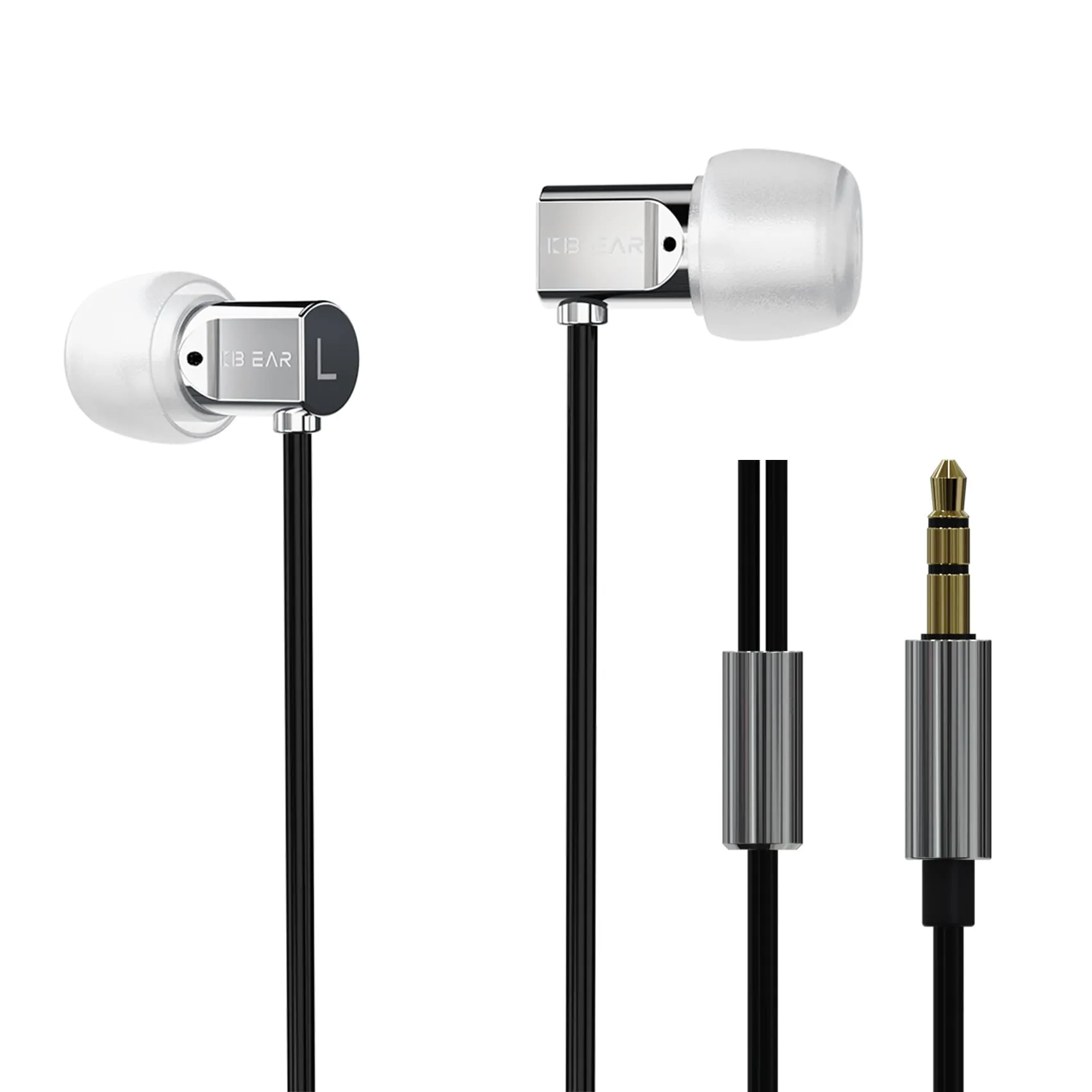 keephifi KBEAR Dumpling Wired Earbuds Silver, Noise Cancelling Headphones with One-Button Control